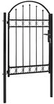 vidaXL Zauntor mit Gew&ouml;lbter Oberseite Stahl 104 x 150 cm Schwarz 143086