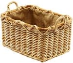 Kobolo Holzkorb f&uuml;r Kaminholz rechteckig natur aus Rattan mit Griffen und Jute