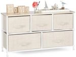 Relaxdays Regalsystem Stahl Stoff MDF Beige Wei&szlig; Mit Schubladen