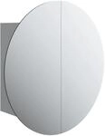 vidaXL Badezimmerschrank mit Rundem Spiegel & LED Grau 47x47x17,5 cm 345585