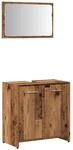 vidaXL Badschrank mit Spiegel Altholz-Optik Holzwerkstoff 856042