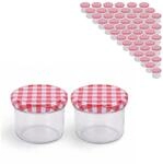 Relaxdays Einmachgl&auml;ser Glas Stahl Transparent Rot Wei&szlig; Twist-Off Luftdicht 50er