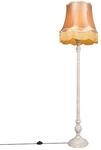 QAZQA Graue Stehlampe mit Granny Lampenschirm Gold Classico