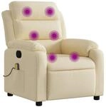 vidaXL Massage-Relaxsessel Cremefarbener Stoff 3206144