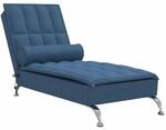 vidaXL Massage-Chaiselongue mit Nackenrolle Blau Stoff 379449