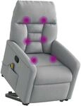 vidaXL Massagesessel mit Aufstehhilfe Hellgrau Stoff 3303042