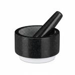 Relaxdays M&ouml;rser mit St&ouml;&szlig;el Granit Schwarz Wei&szlig; Rutschfest 8,5 cm x 14 cm 2,1 kg