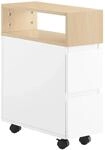 SoBuy Schmaler Beistelltisch mit 2 Schubladen Nachttisch mit Rollen FBT155-WN