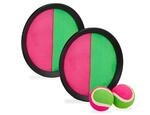 Relaxdays Klettballspiel Set Kunststoff Gummi Pink Gr&uuml;n Verstellbar 2 cm x &oslash; 20,5