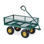 Relaxdays Bollerwagen Stahl Dunkelgr&uuml;n Klappbar 190 cm x 50 cm x 50 cm 14,7 kg