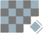 LittleTom Spiel- & Krabbelmatte Puzzlematte 18-teilig 30 x 30 cm Grau Blau