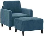 vidaXL Sessel mit Hocker Blau 60 cm Samt 3201173