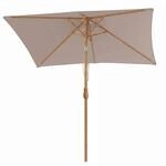 Sekey Sonnenschirm 200 x 150 cm Holzoptik Knickbar UPF 50 Gartenschirm Garten