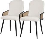 ML-Design Esszimmerst&uuml;hle 2Er Set Beige mit Stoffbezug Rattan-Optik