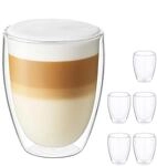 Relaxdays Latte Macchiato Gl&auml;ser Borosilikatglas Transparent Doppelwandig 6er Pack
