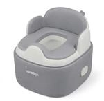 Relaxdays Kindert&ouml;pfchen Kunststoff Grau Wei&szlig; 4-in-1 Mit Deckel Rutschfest 33,5 cm