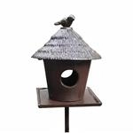 Relaxdays Vogelfutterhaus Gusseisen Braun Freistehend Witterungsbest&auml;ndig mit