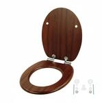 Relaxdays Toilettendeckel MDF Dunkelbraun Absenkautomatik Rutschfest 43,5 cm x 37,5