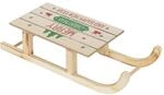 ECD Germany LED Deko Schlitten aus Holz mit LED 42x16 cm Natur-Braun