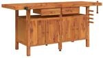 vidaXL Werkbank mit Schubladen Schraubst&ouml;cken 192x62x83 cm Akazienholz 153326