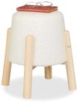 Relaxdays Sitzhocker Teddyfell Wei&szlig; Belastbar 80 kg 40 cm x 30 cm 1,7 kg