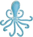 Relaxdays Wandhakenleiste Oktopus Gusseisen Hellblau Wei&szlig; 6 Haken 16,5 cm x 15,5 cm