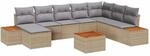 vidaXL Garten-Sofa-Set mit Kissen 9-Tlg Beige Poly Rattan 3348151