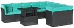vidaXL 10-Tlg Gartensofa-Set mit Kissen Schwarz Polyrattan 3266837