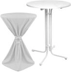 Beautissu Sylt Stehtisch &oslash; 80cm Wei&szlig; mit Giulia Stehtischhusse &oslash; 80cm Wei&szlig;