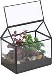 Relaxdays Pflanzenterrarium Glas Schwarz Mit Dachfenster 15 cm x 15 cm x 10 cm 0,6 kg