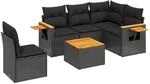vidaXL 6-Tlg Garten-Sofagarnitur mit Kissen Schwarz Poly Rattan 3226818
