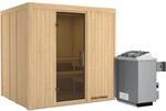 Karibu Sauna-Set Stina inkl. Ofen 9 kW mit integr. Steuerung, T&uuml;r Graphit