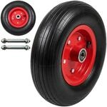 Relaxdays Sackkarrenr&auml;der 2er Set Vollgummi Stahl Schwarz Rot Pannensicher 4.00-6 &oslash;