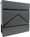 Relaxdays Wandbriefkasten Metall Anthrazit mit Zeitungsfach Abschlie&szlig;bar 37 cm x 37