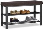 Relaxdays Schuhbank Stoff Metall MDF Braun Mit Polster 50 cm x 81 cm x 32 cm 6,6 kg