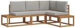 vidaXL Outdoor-Sofagarnitur mit Kissen 4-Tlg Natur und Hellgrau 3366949