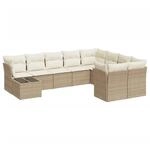 vidaXL 10-Tlg Garten-Sofagarnitur mit Kissen Beige Poly Rattan 3218188