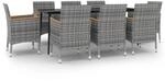 vidaXL 9-Tlg Garten-Essgruppe mit Kissen Poly Rattan und Glas 3099792