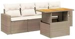 vidaXL 5-Tlg Garten-Sofagarnitur mit Kissen Beige Poly Rattan 3271191