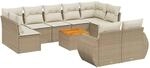 vidaXL 10-Tlg Garten-Sofagarnitur mit Kissen Beige Poly Rattan 3225155