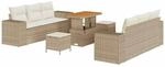 vidaXL Garten-Sofa-Set mit Speicher 9-Tlg Beige Poly Rattan 3361961