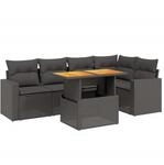 vidaXL 6-Tlg Garten-Sofagarnitur mit Kissen Schwarz Poly Rattan 3271300