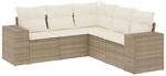 vidaXL 5-Tlg Garten-Sofagarnitur mit Kissen Beige Poly Rattan 3222547