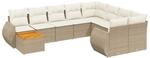 vidaXL 10-Tlg Garten-Sofagarnitur mit Kissen Beige Poly Rattan 3225169