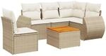 vidaXL 6-Tlg Garten-Sofagarnitur mit Kissen Beige Poly Rattan 3225008