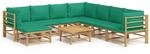 vidaXL 9-tlg Garten-Lounge-Set mit Gr&uuml;nen Kissen Bambus