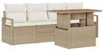 vidaXL Garten-Sofa-Set mit Kissen 5-Tlg Beige und Creme 3349644