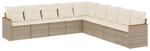 vidaXL 9-Tlg Garten-Sofagarnitur mit Kissen Beige Poly Rattan 3226058