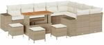 vidaXL Garten-Sofa-Set H&ouml;henverstellbar 13-Tlg Beige Poly Rattan 3362051
