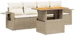 vidaXL 5-tlg Garten-Sofagarnitur mit Kissen Beige Poly Rattan Modell 230